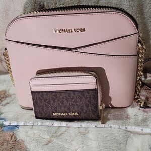 Michael Kors Pink and Brown Crossbody Bag Set